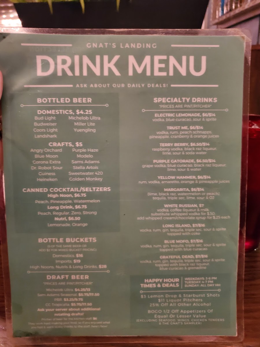 Menu Gnat's Landing Statesboro-10