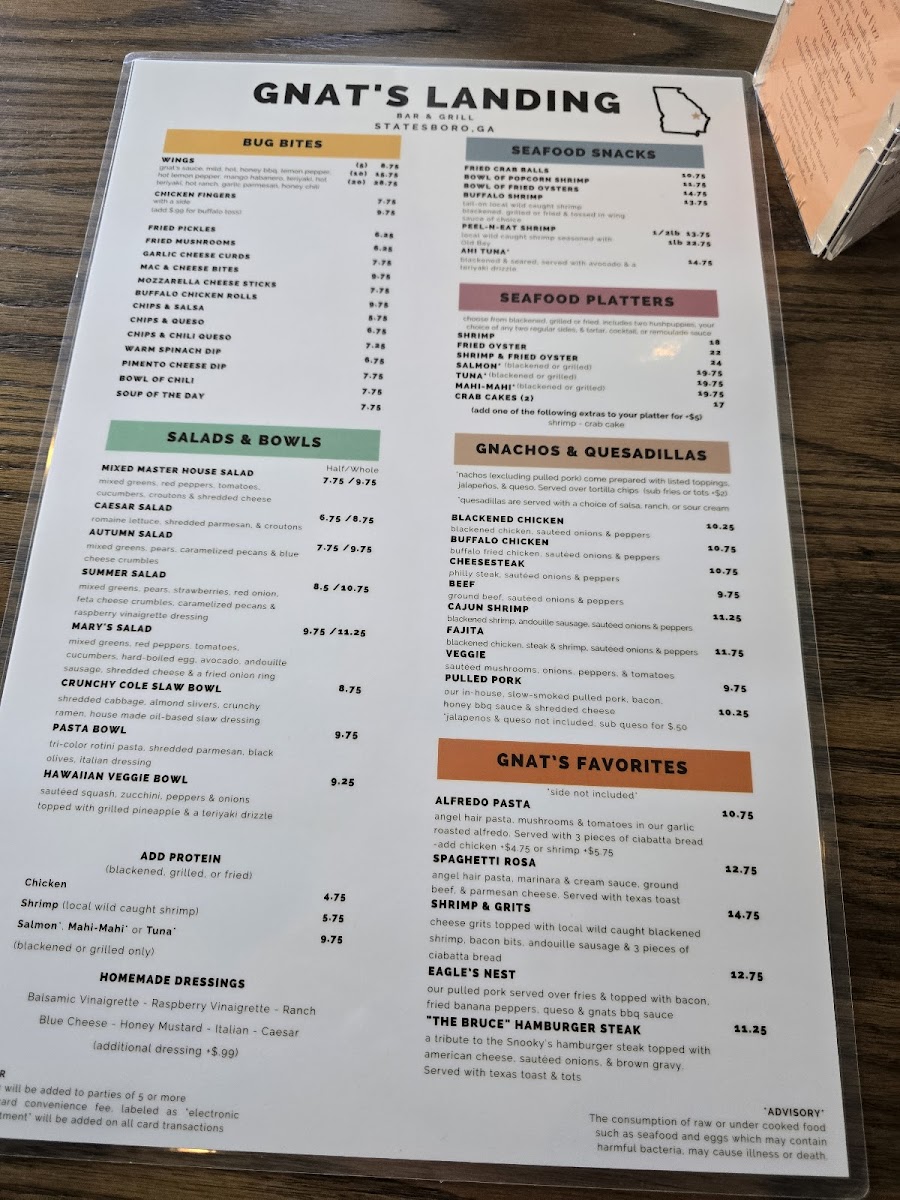 Menu Gnat's Landing Statesboro-3