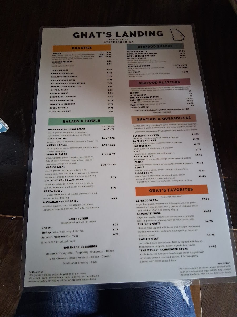 Menu Gnat's Landing Statesboro-8
